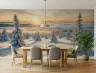 Golden Glow Winter Forest Mural 8