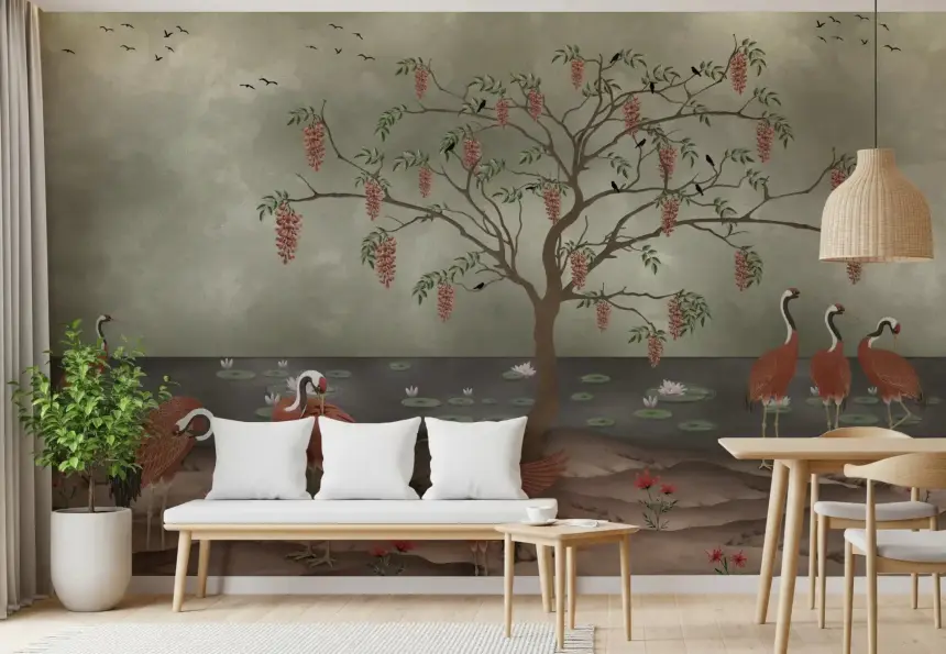 Graceful Cranescapes Wall Mural