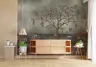 Chinoiserie Crane and Wisteria Tree Wall Mural 7