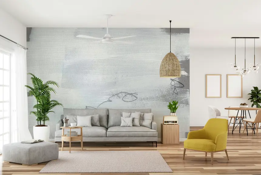 Gray & White Abstract Art Wall Mural - 2717194