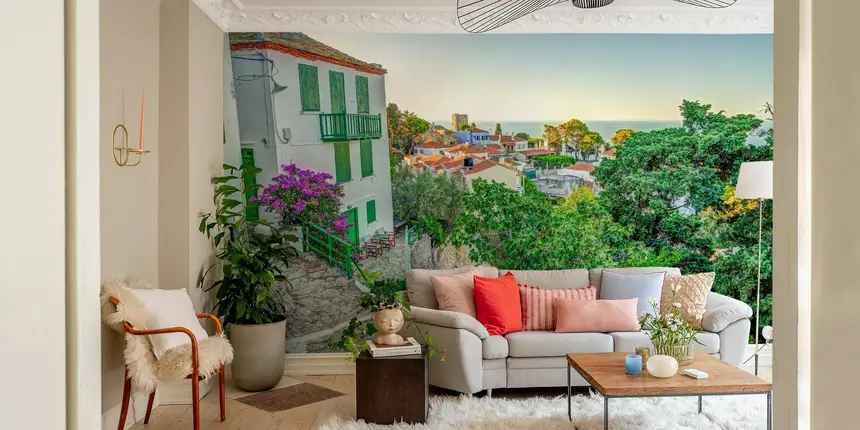 Greek Isle Pathway Wall Mural