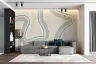 Soft Sage Abstract Wavy Lines Wall Mural 8