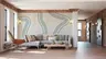 Soft Sage Abstract Wavy Lines Wall Mural 7