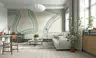 Soft Sage Abstract Wavy Lines Wall Mural 6