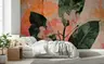 Abstract Peach & Green Botanical Layered Wall Mural 7
