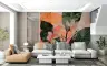 Abstract Peach & Green Botanical Layered Wall Mural 6