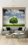 Lush Green Tree and Sky Scenic Wall Mural 7