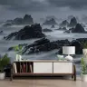 Mystical Grey Coastal Rocks Seascape Wall Mural 7