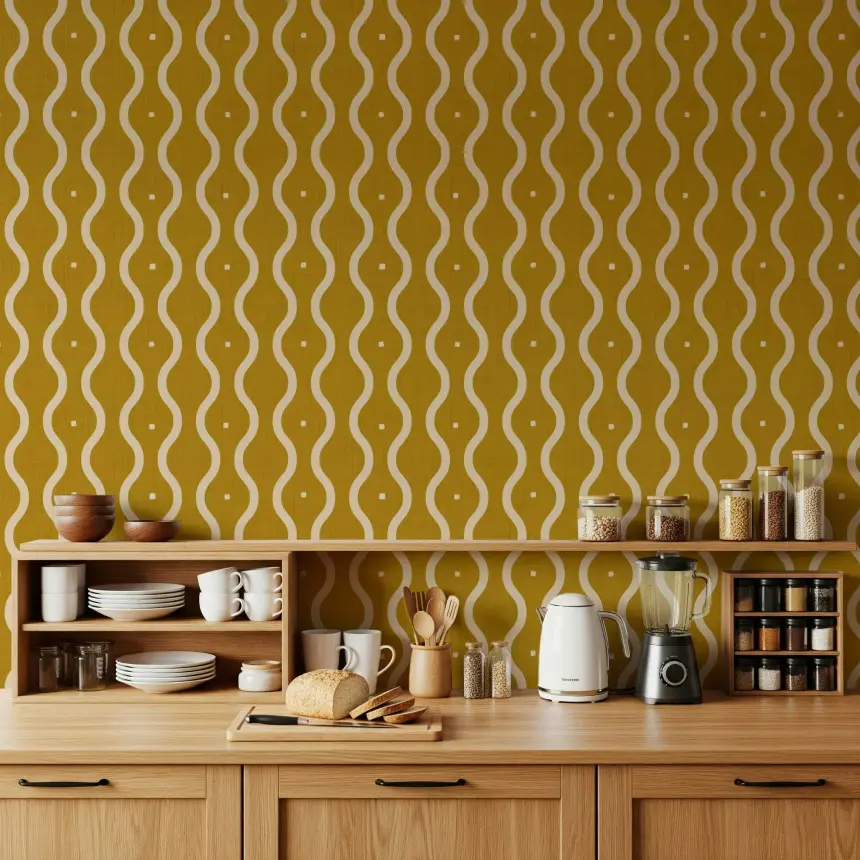 Groovy Golden Waves Wallpaper