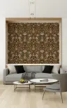 Vintage Hare and Botanical Motif Wallpaper 7