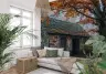 Misty Autumn Forest Cottage Wall Mural 7