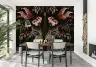 Elegant Dark Floral and Bird Motif Wall Mural 4