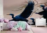Elegant Blue Herons and Floral Branches Wall Mural 6