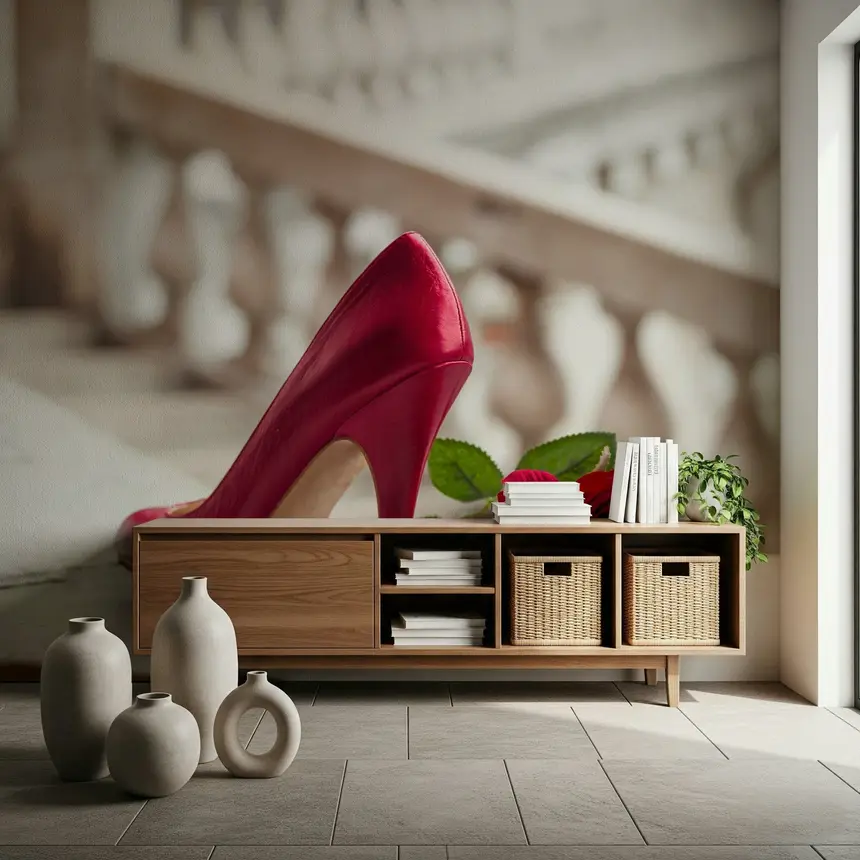 High Heels and Rose Wall Mural