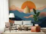 Abstract Sunset Mountain Layers Wall Mural 7