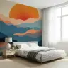 Abstract Sunset Mountain Layers Wall Mural 8