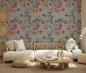 Elegant Hummingbird and Floral Grey Wallpaper 8