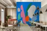 Pop Art Organic Grid Shapes Cobalt Blue Mural 7