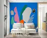 Pop Art Organic Grid Shapes Cobalt Blue Mural 6