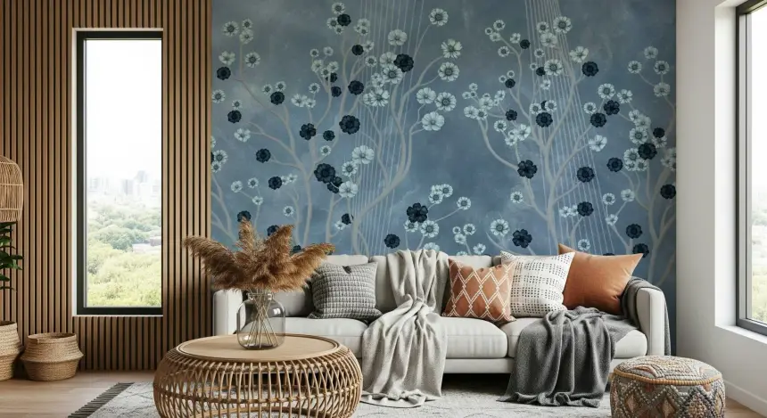 Indigo Flower Canopy Wall Mural