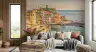 Colorful Hillside Coastal Village Bougainvillea Mural 6