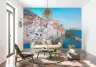 Pastel Cliffside Village Azure Sea Wall Mural 6