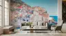 Pastel Cliffside Village Azure Sea Wall Mural 8