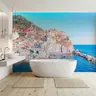 Pastel Cliffside Village Azure Sea Wall Mural 7