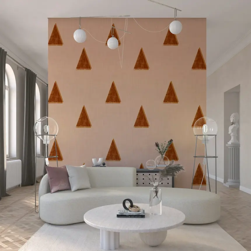 Japandi Triangle Grove - Blush Petal Minimal Mid Century Trees Wallpaper