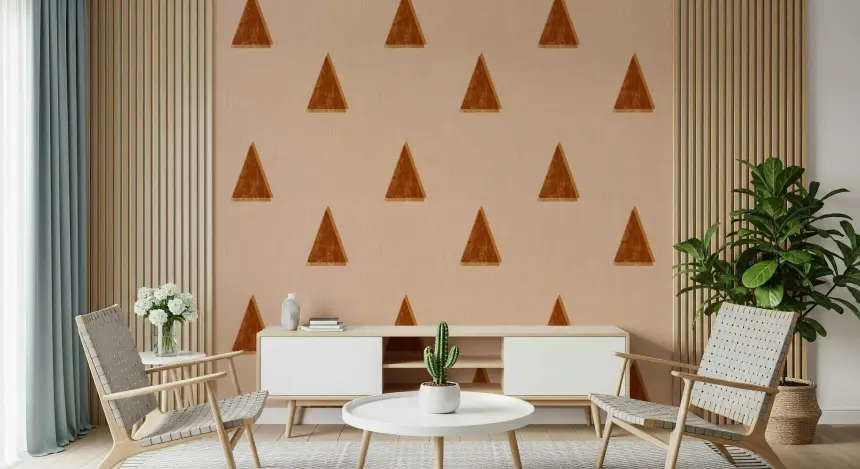 Japandi Triangle Grove - Blush Petal Minimal Mid Century Trees Wallpaper