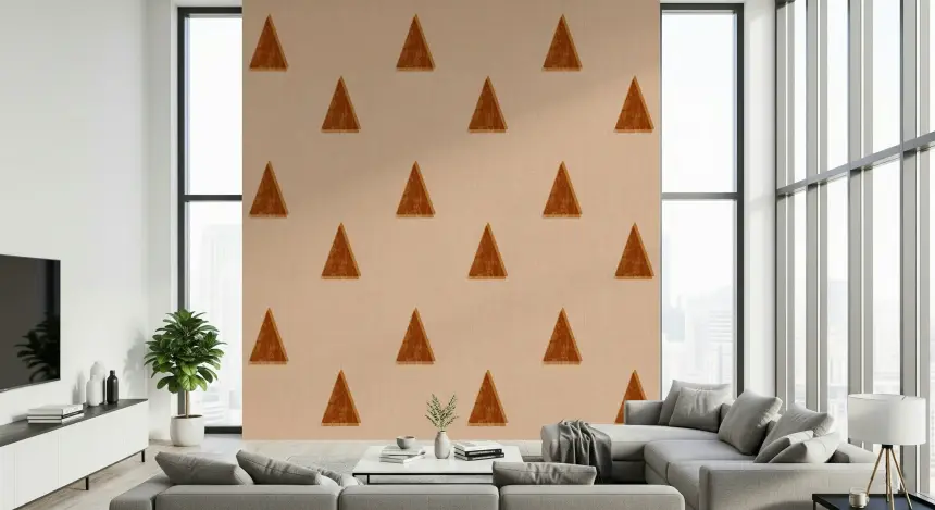 Japandi Triangle Grove - Blush Petal Minimal Mid Century Trees Wallpaper