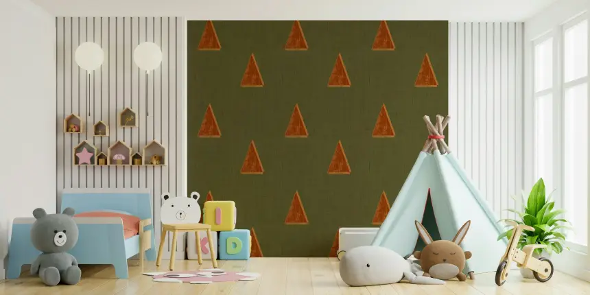 Japandi Triangle Grove - Olive Grove Minimal Mid Century Trees Wallpaper
