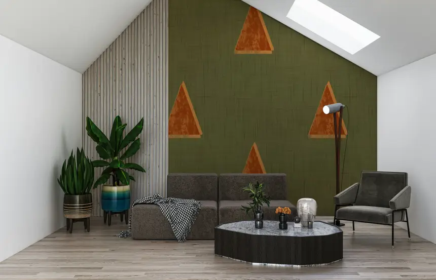 Japandi Triangle Grove - Olive Grove Minimal Mid Century Trees Wallpaper