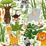 Playful Jungle Safari Animals Wallpaper 8
