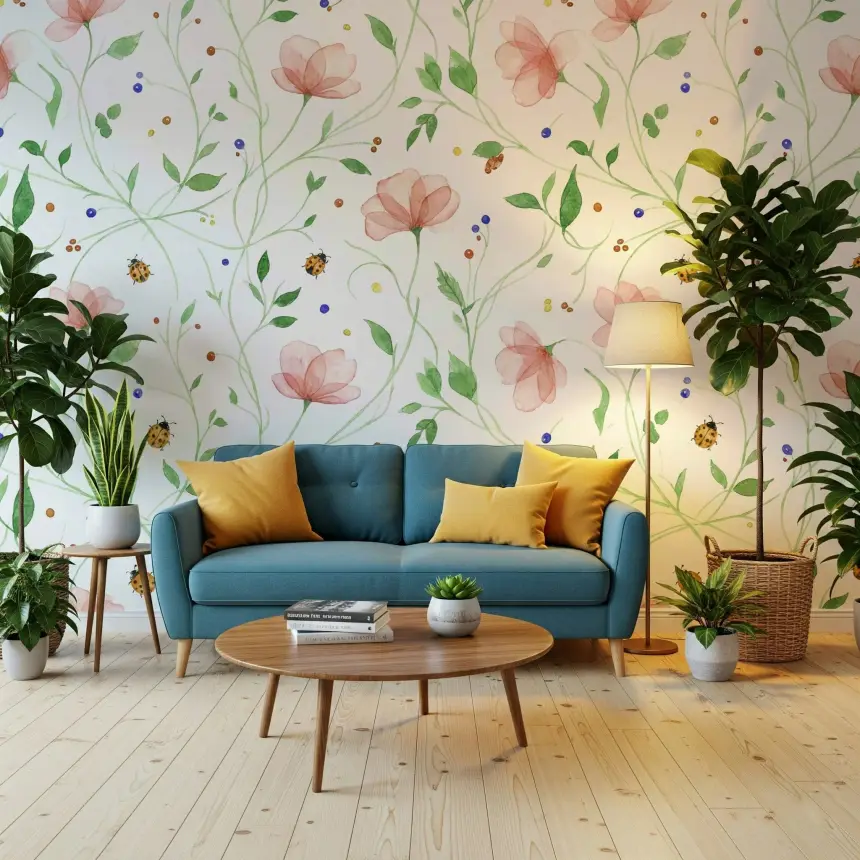 Ladybug Bloom Wall Mural