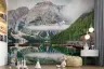 Misty Mountain Lake with Rustic Boathouse Wall Mural 6