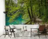 Lush Green Forest Path Lakeside Wall Mural 7