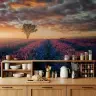 Lavender Field Sunset Scenic Wall Mural 6