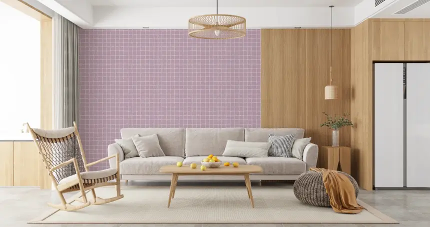 Lavender Linen Grid Wallpaper