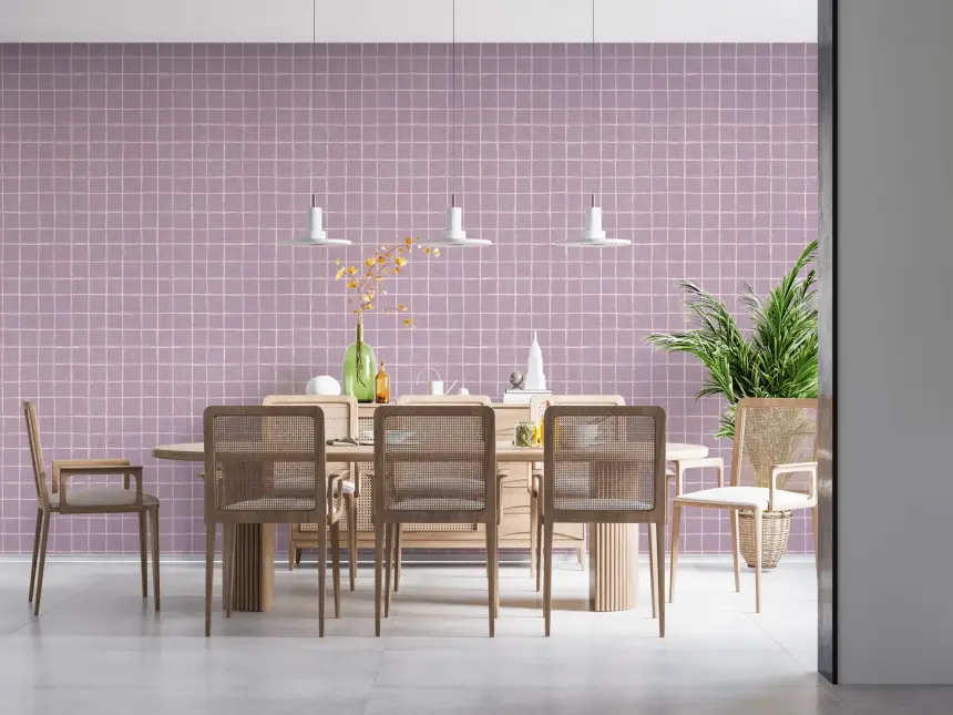 Lavender Linen Grid Wallpaper