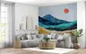 Vibrant Abstract Layered Mountainscape Wall Mural 8