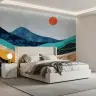 Vibrant Abstract Layered Mountainscape Wall Mural 7