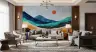 Vibrant Abstract Layered Mountainscape Wall Mural 6