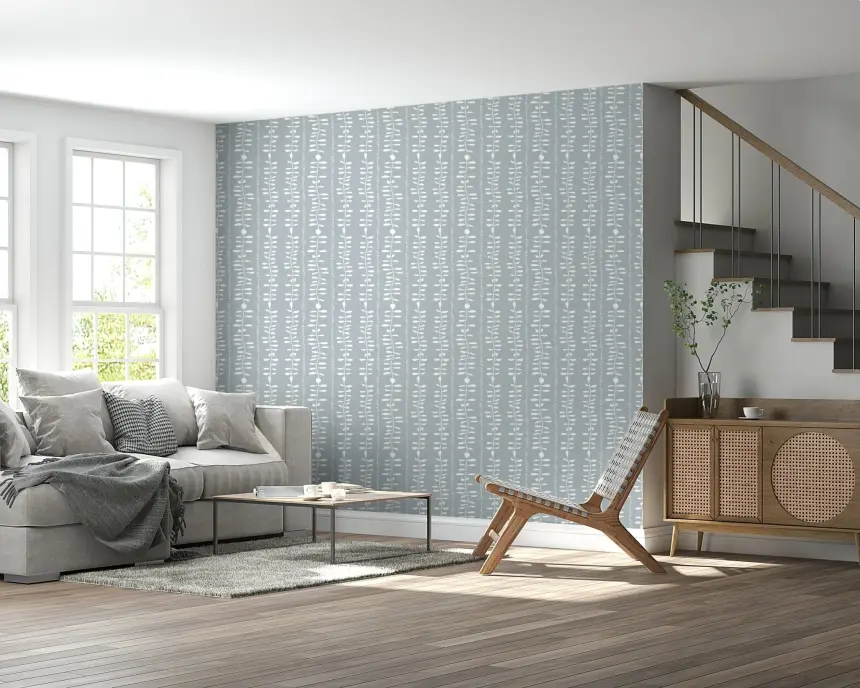 Leaves Cascade Gray Wallpaper