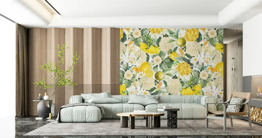 Lemon Bloom Garden Wall Mural