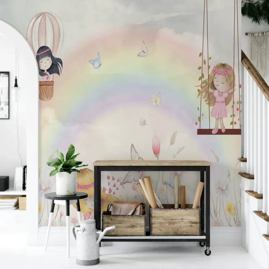 Little Girls Adventures Wall Mural