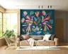 Vibrant Folk Art Birds and Flowers Wall Mural 6