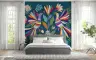 Vibrant Folk Art Birds and Flowers Wall Mural 5