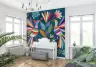 Vibrant Folk Art Birds and Flowers Wall Mural 7