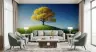Vibrant Golden Tree on Green Hill Wall Mural 8